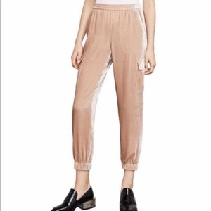 BCBGMaxAzria peach velvet jogger pants Small